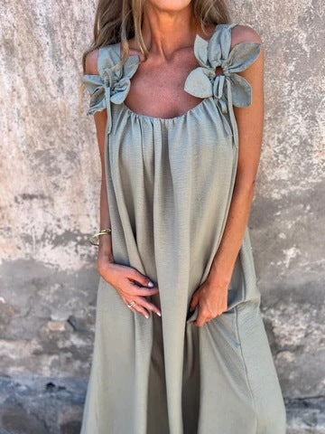 Dame Maxi Kjole med blomstret stropdesign Stilla