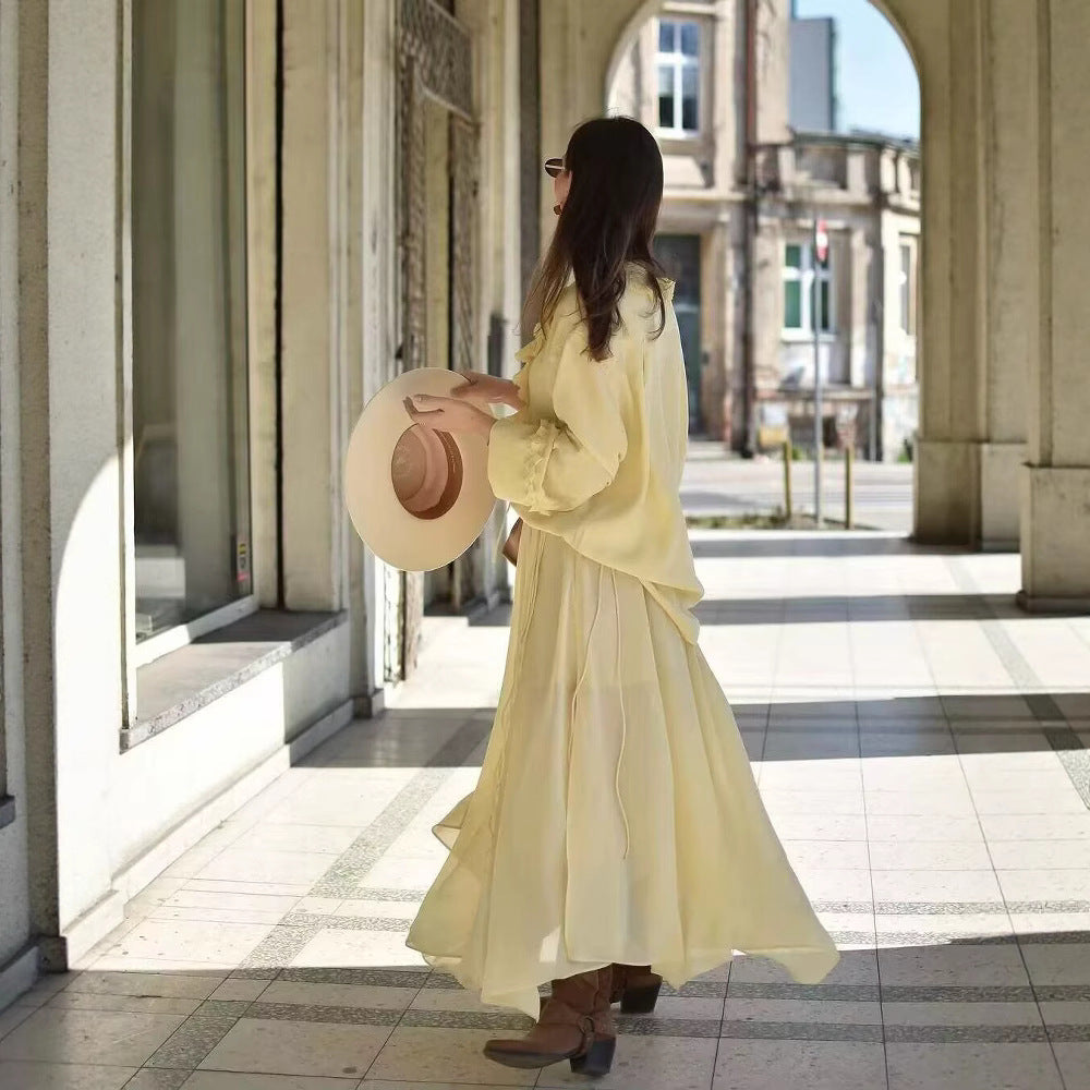 Femme Elegante Rynkeudskæring Bluse Stilla