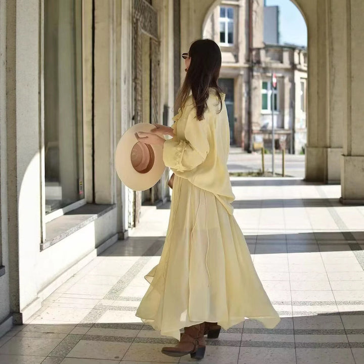 Femme Elegante Rynkeudskæring Bluse Stilla