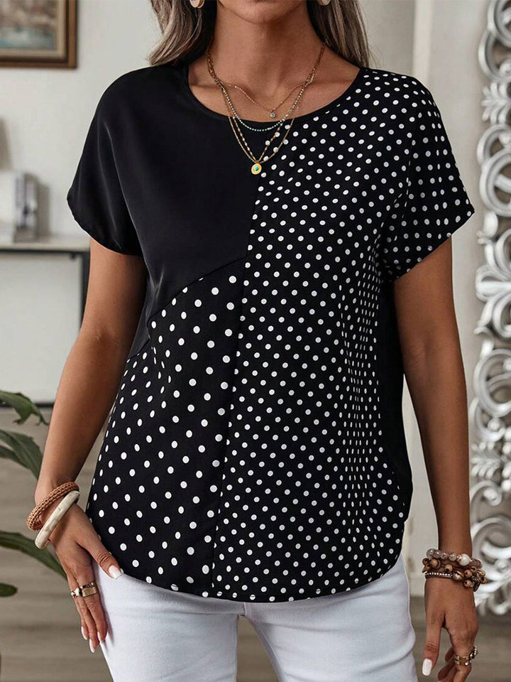 Damer Polka-Dots T-shirt med afskårne skemaer og moderne snit Stilla