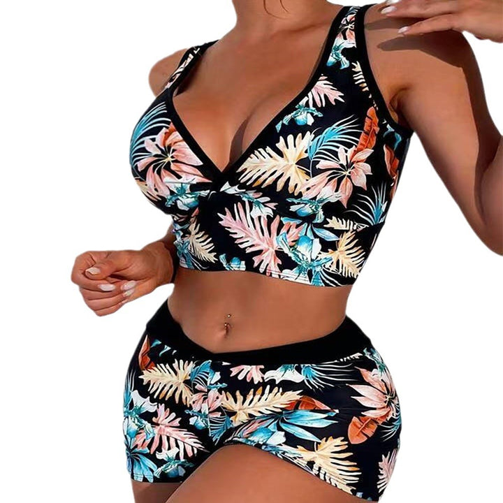 Dame sport-bikini-sæt med blomsterdesign og moderigtige shorts Stilla