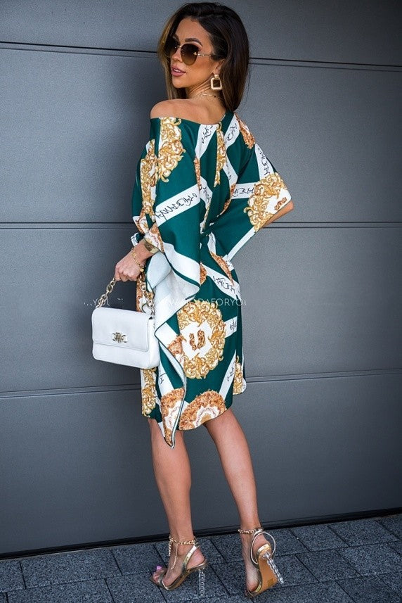 Stilla | Off Shoulder Bred Ærme Overstørrelse Bluse Midi Kjole