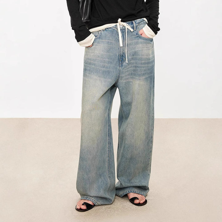 Damernes moderne, brede jeans med høj talje Stilla