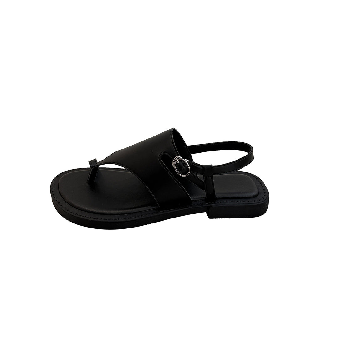 Femme Stilfulde Dame T thong Slide Sandaler med justerbar ankelrem Stilla