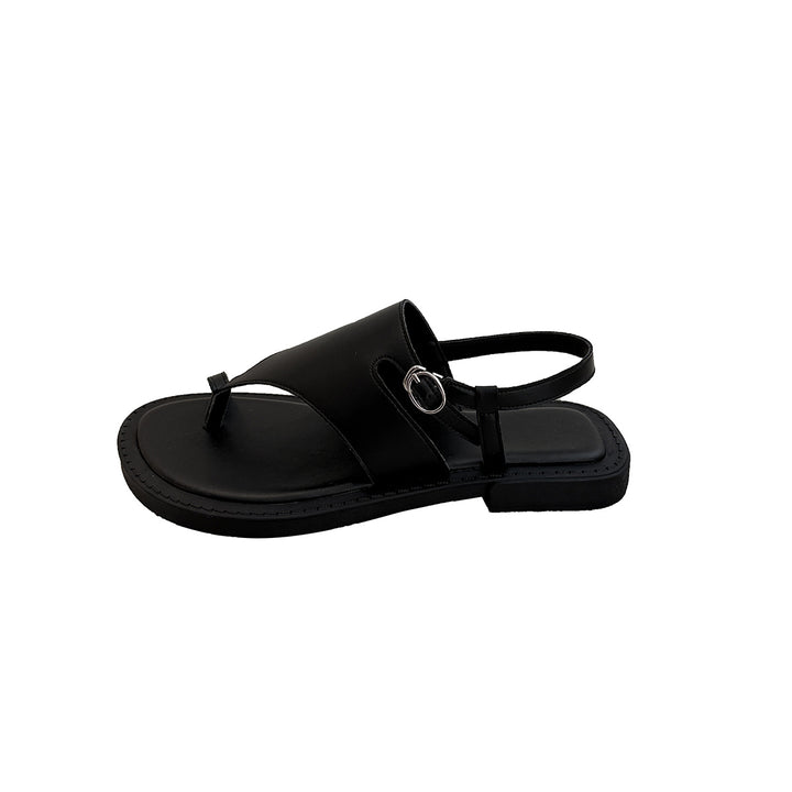 Femme Stilfulde Dame T thong Slide Sandaler med justerbar ankelrem Stilla