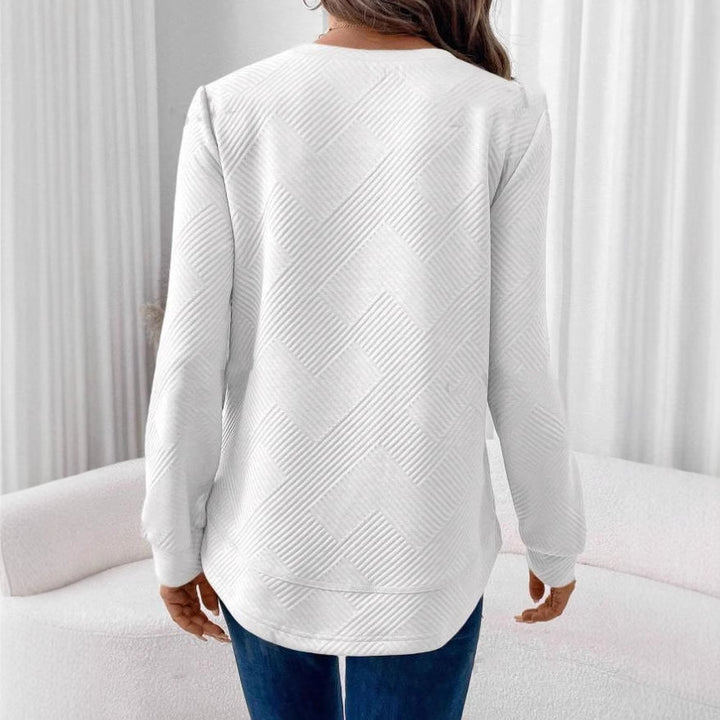 Dame afslappet sweatshirt med tekstureret stof og rund halsudskæring Stilla