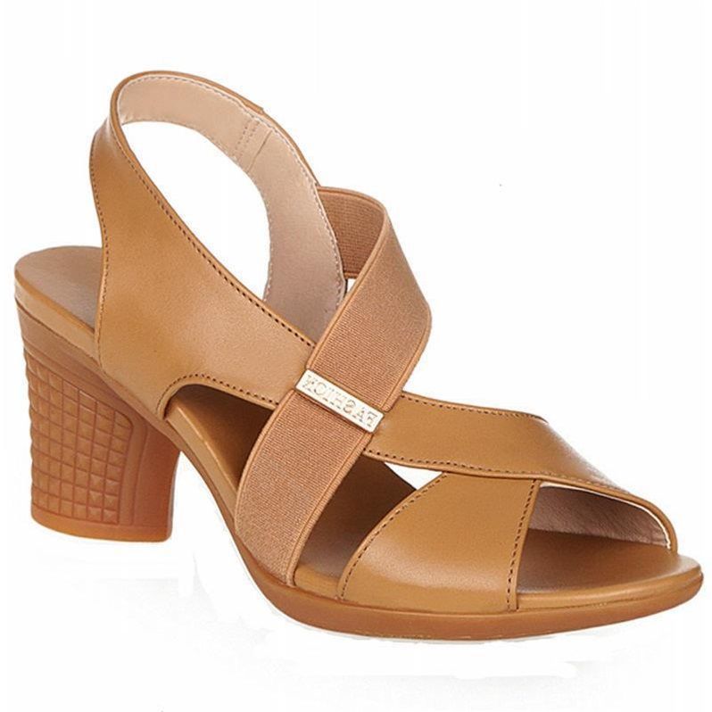 Dame Komfortable Slingback-sandaletter med åben tå og trendy blokhæl Stilla
