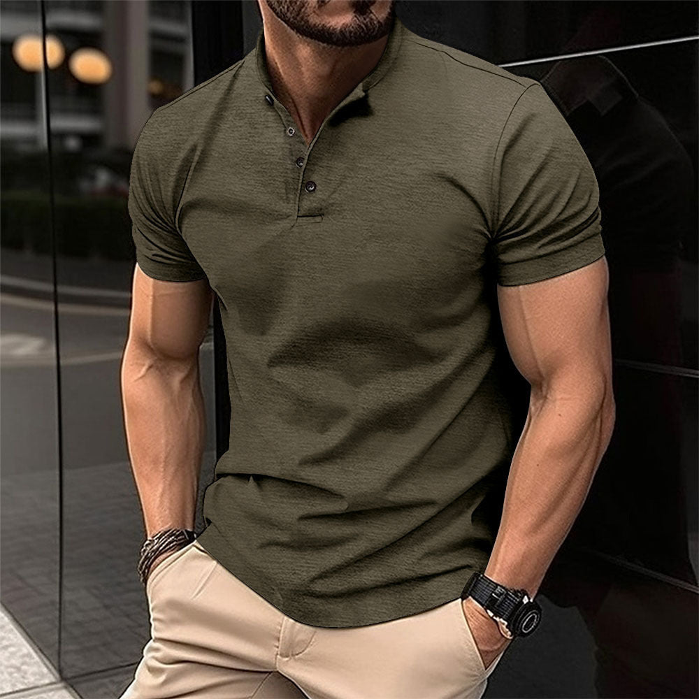 Herrer Fritid Kortærmet Henley Polo Shirt Stilla