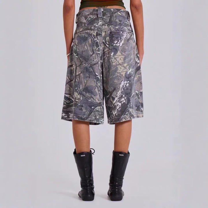 Damernes Stilfulde Camouflage Cargo Shorts Stilla