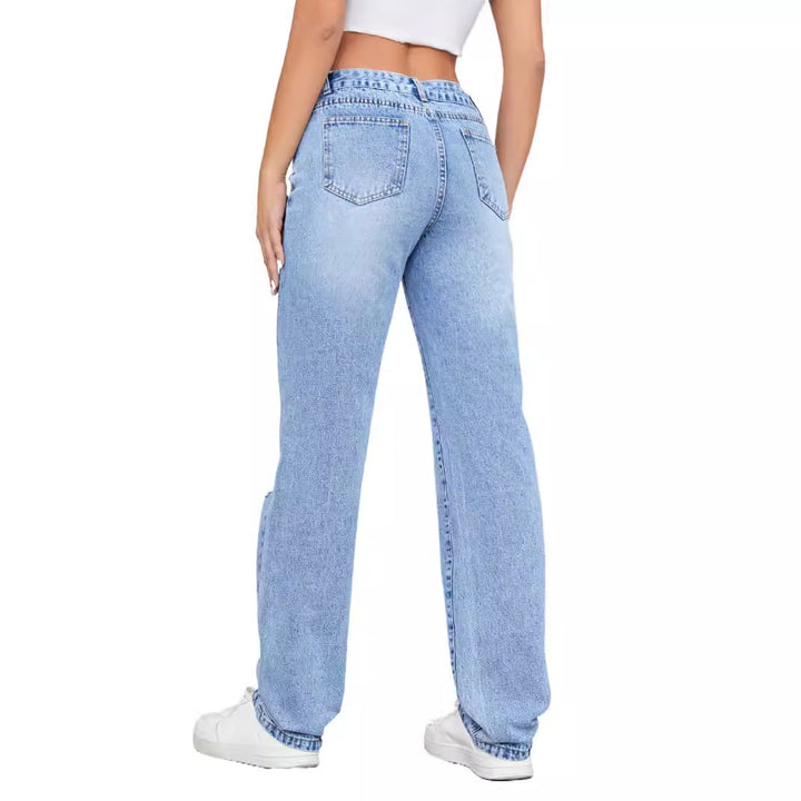 Kvindernes høje jeans i en afslappet vintage stil med en stilfuld ødelagt effekt Stilla