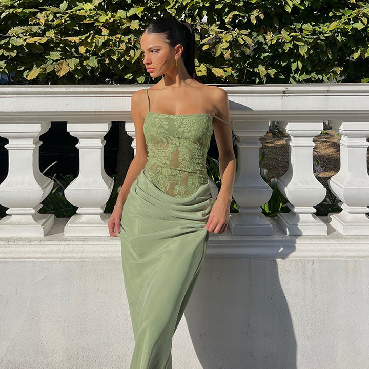 Elegant spids-top aften-maxikjole til kvinder Stilla
