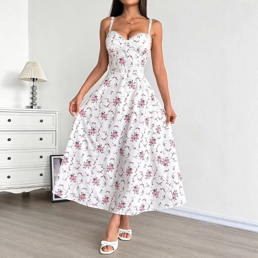 Dame sommerkjole med blomster mønster Skovae