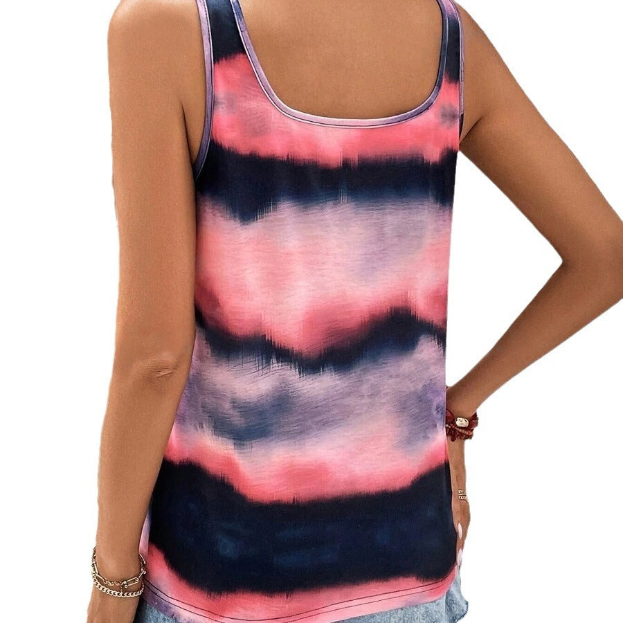 Dame ærmeløs tanktop i moderne farvemønster Stilla