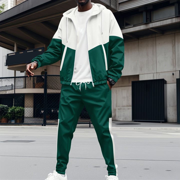 Herrer sporty outdoor sæt med åndbare materialer og stilfuldt farveblokdesign Stilla