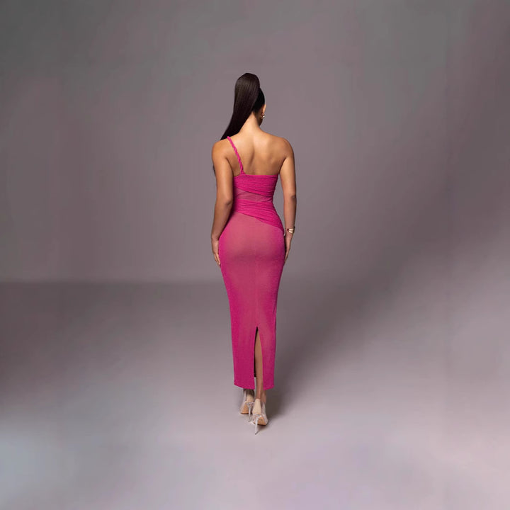 Dame Figurtilpasset V-hals Kjole med asymmetrisk Udsnit Stilla