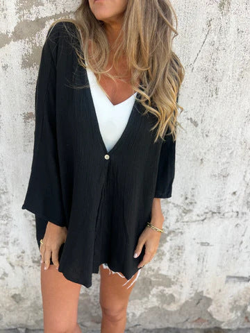 Dame afslappet oversize cardigan med knapdetaljer og bred pasform Stilla
