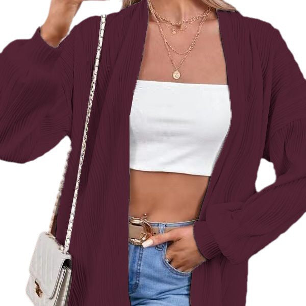Damer afslappet strikblazer med åbne ærmer og fint ribdesign Stilla