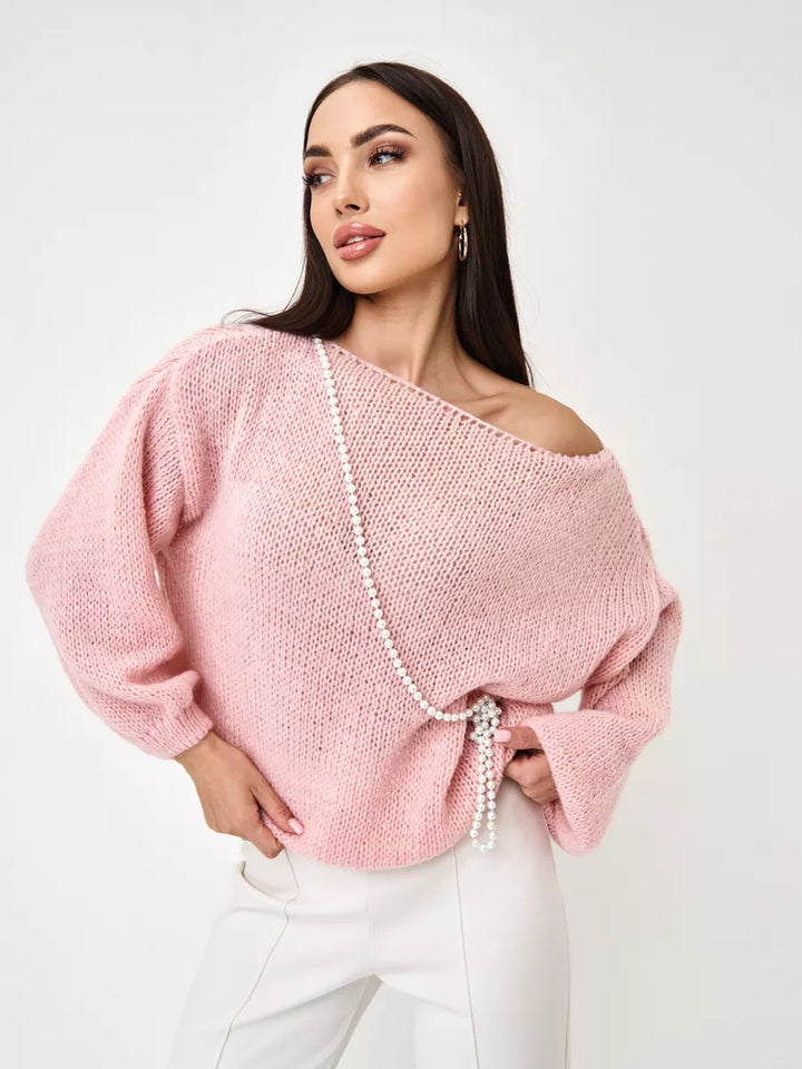 Kvinders casual strikket sweater med oversize ærmer og luftig maskestruktur Stilla