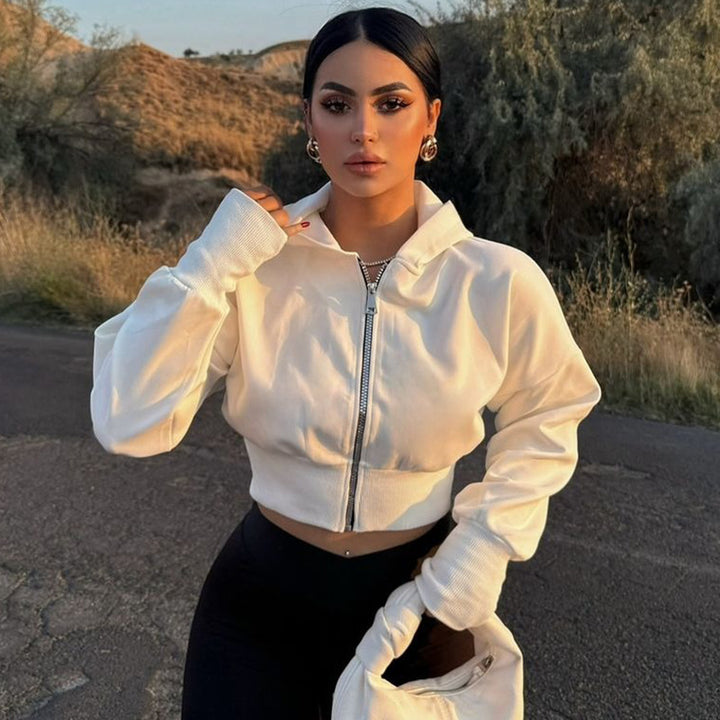 Dame Crop Hoodie med moderne lynlås og afslappet snit Stilla