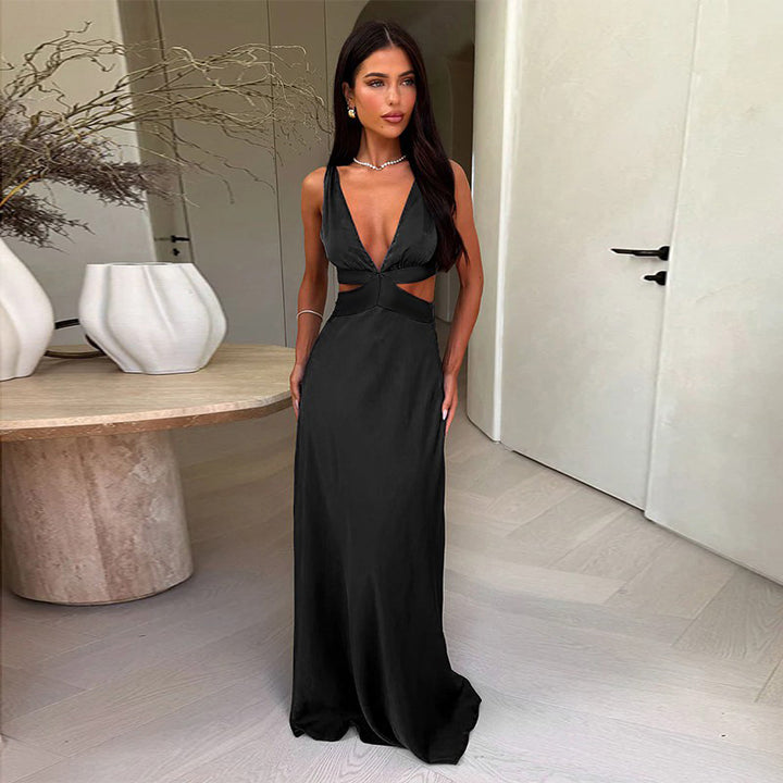 Kvinder Cut-Out Satin Aftenkjole Stilla