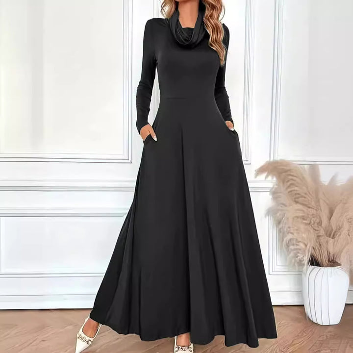 Damer Elegant Maxikjole med Cowl-Neck og lange ærmer Stilla