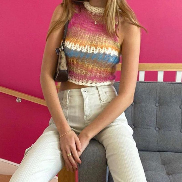 Dame hæklet strik-crop-top Stilla