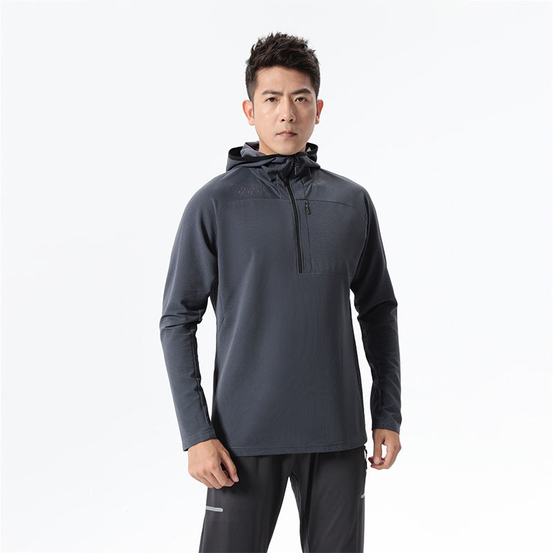 Herre Sporty Hoodie med halvmiddel lynlås Stilla