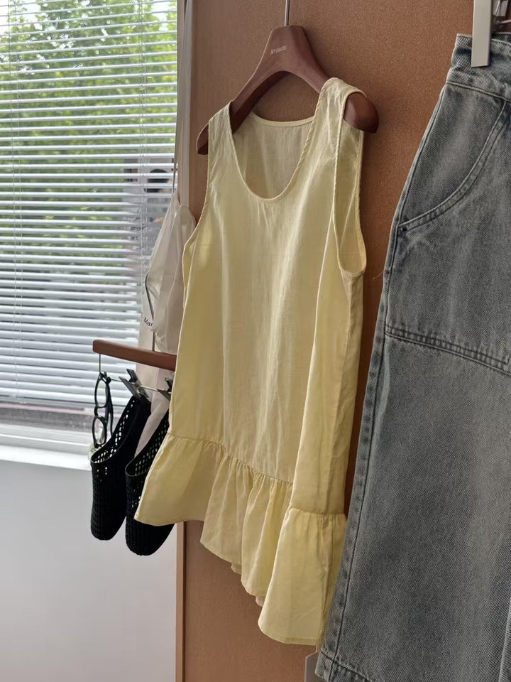 Femme Peplum Kant Ærmeløs Top Stilla