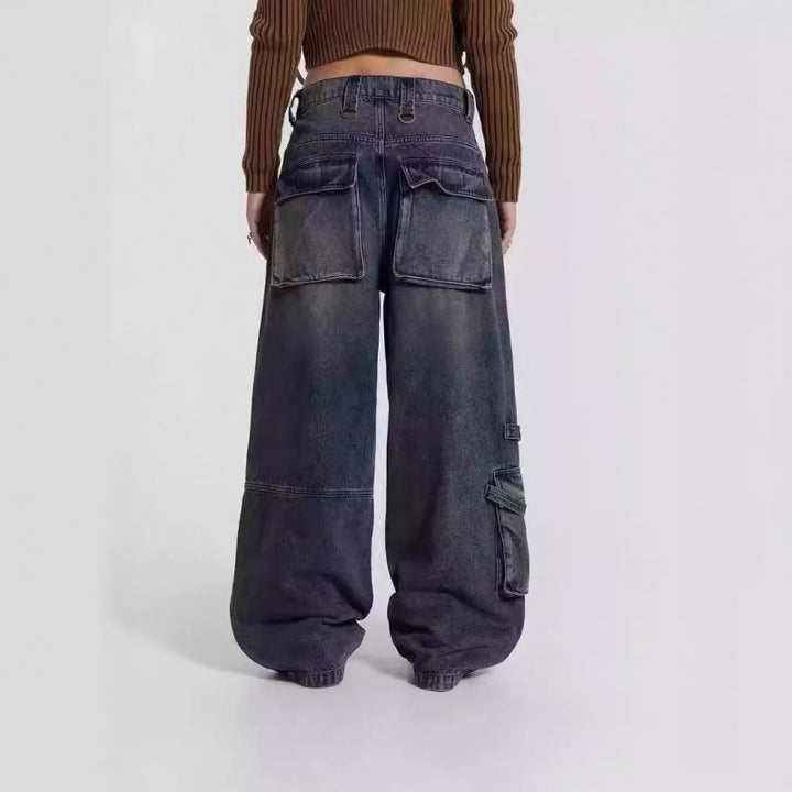 Dame Højtaljede Bred Utility-Jeans Stilla