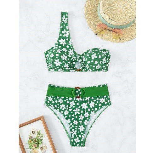 Femme One-Shoulder Blomsterprint Bikini-Sæt Stilla