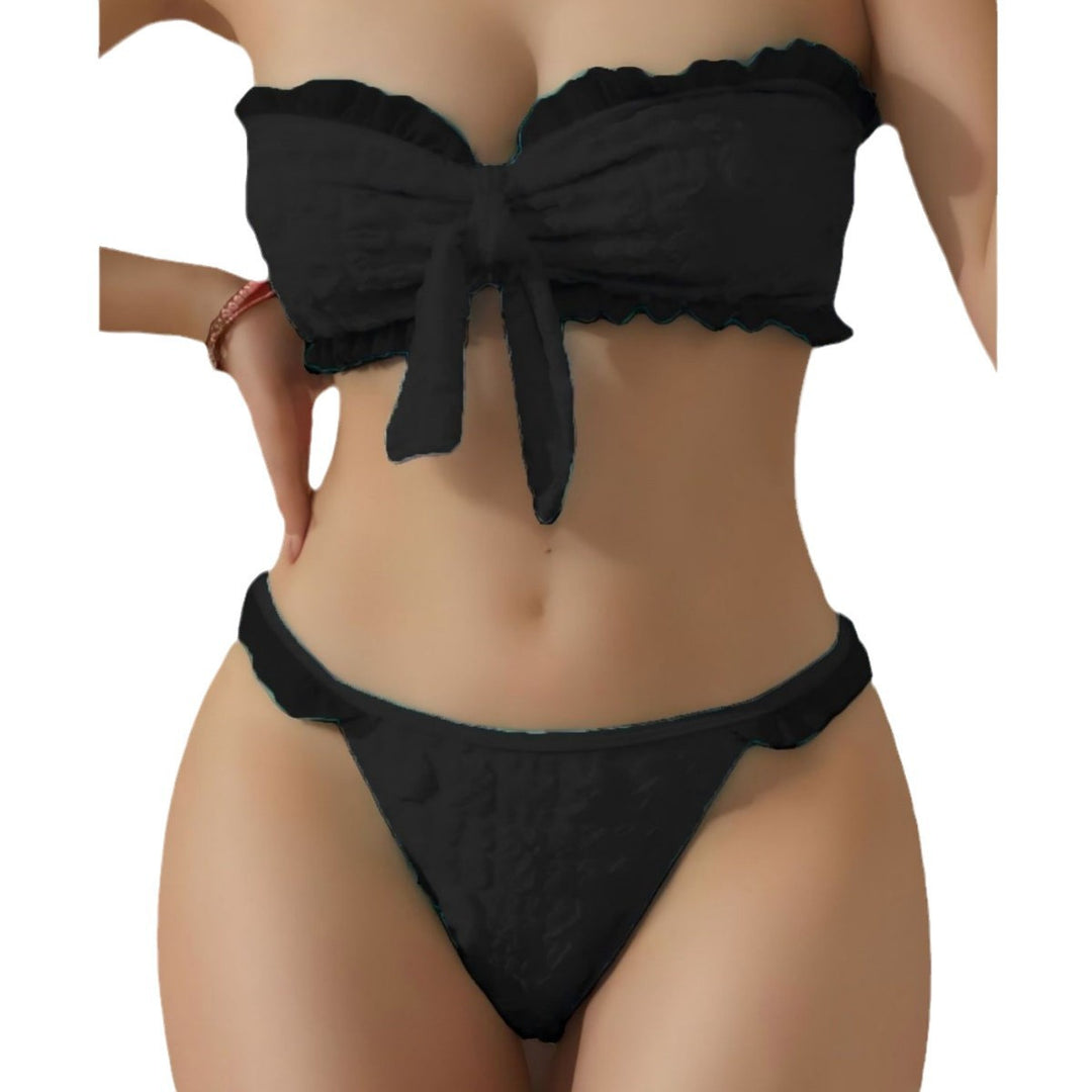 Dame bikini sæt med flæse detaljer og legende knude Stilla