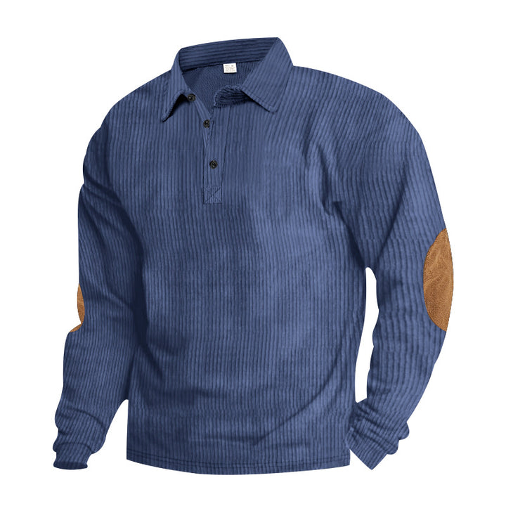 Herrer langærmet Henley sweater med struktureret design og elegante elbows patches Stilla