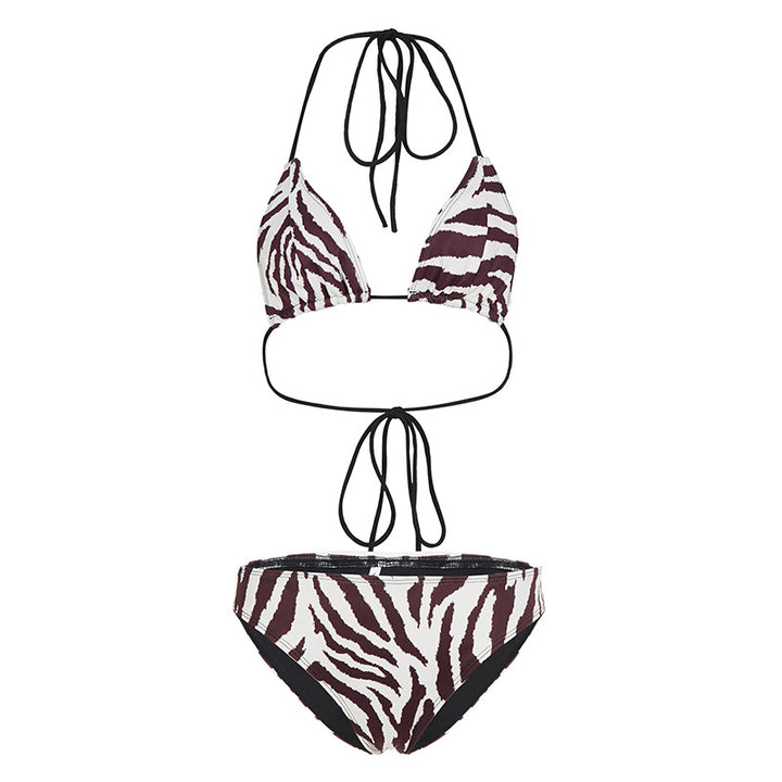 Dame bikini sæt med justerbare bånd og moderne zebra-mønster Skovae