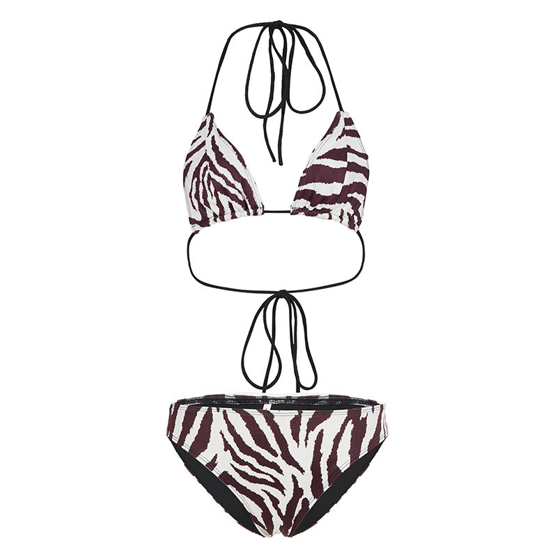 Damen Bikini Set im stylischen Zebra-Design mit verstellbaren Trägern Skovae