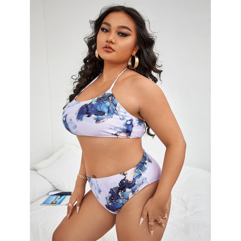 Dame triangel bikini med blomsterdesign og elastisk bånd Skovae