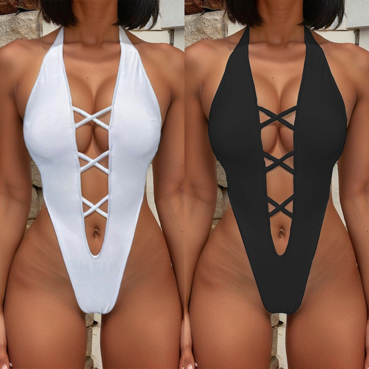 Damer erotisk monokini med raffineret snørredesign Skovae