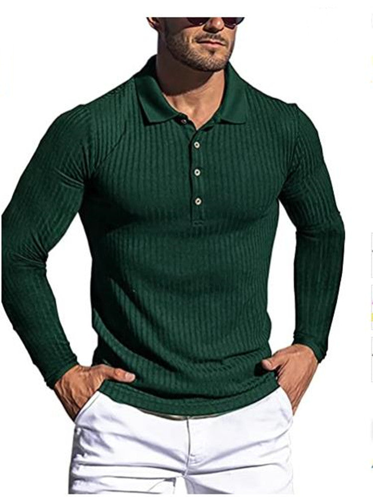 Herre struktureret langærmet polo shirt Stilla