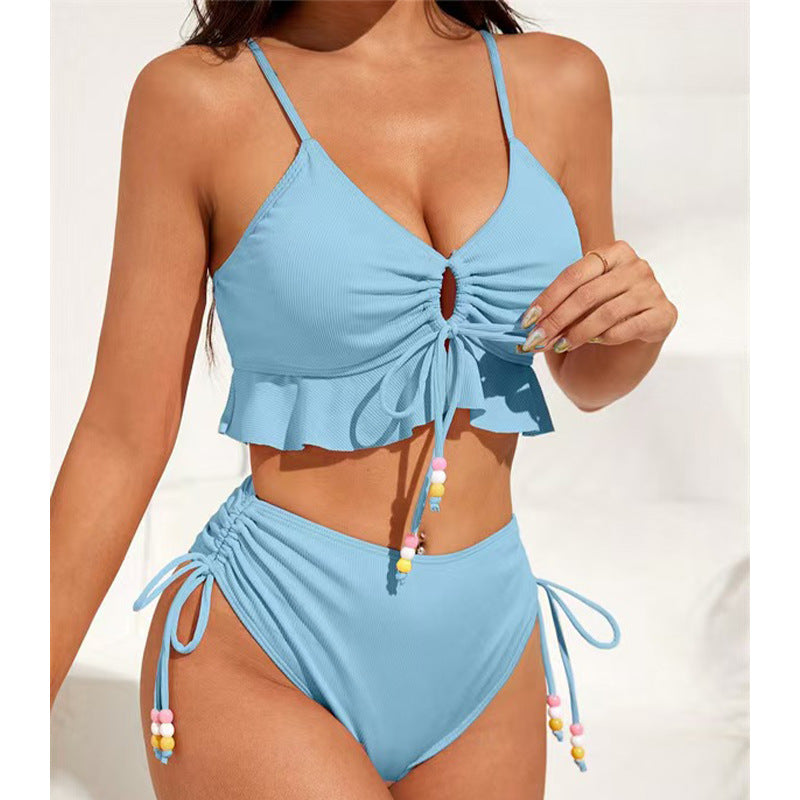 Damer Bikiniset med flæser og justerbare snore Stilla