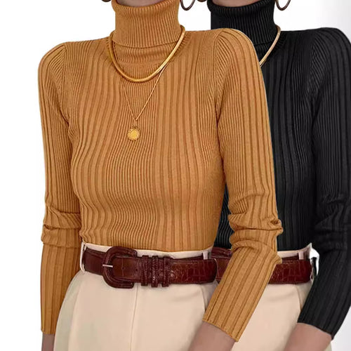 Dame finstrik rullekravepullover med elegant ribdesign Stilla