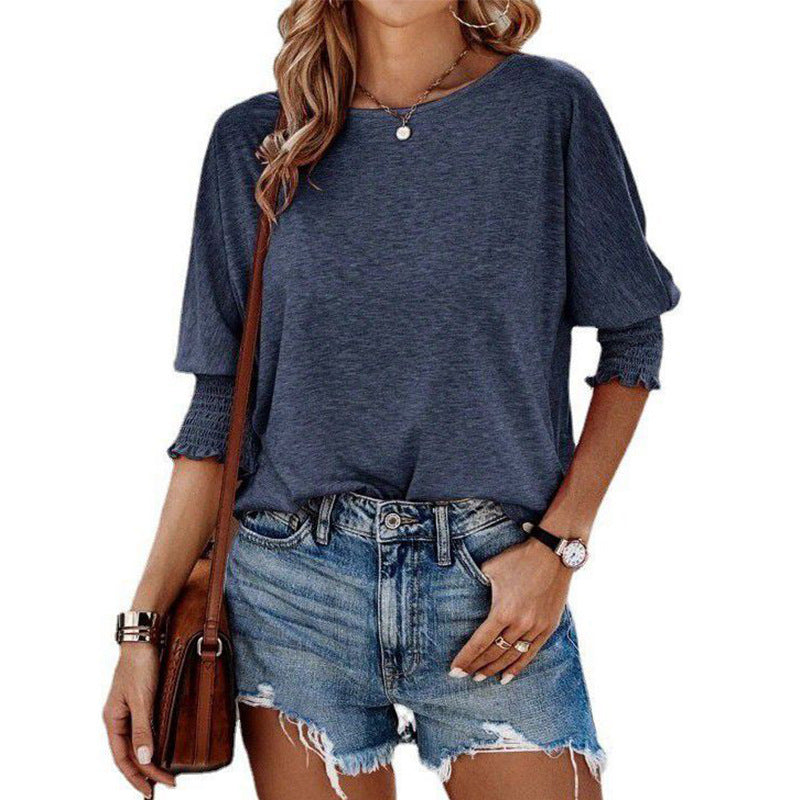 Damer afslappet oversized T-shirt med fashionable puffærmer og rund halsudskæring Stilla