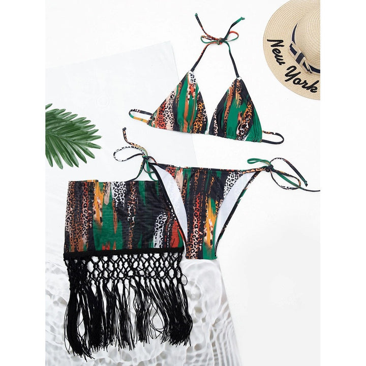 Dame bikini-sæt med frisk dyreprint og elegante knude-detaljer Stilla