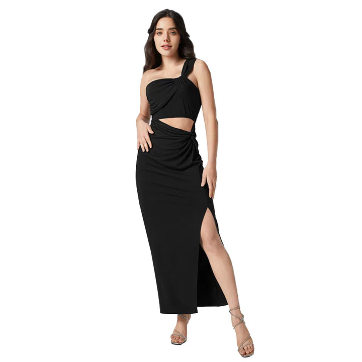Kvinders elegante indpakningskjole med asymmetrisk udskæringsdetaljer og kropsnær silhuet Stilla