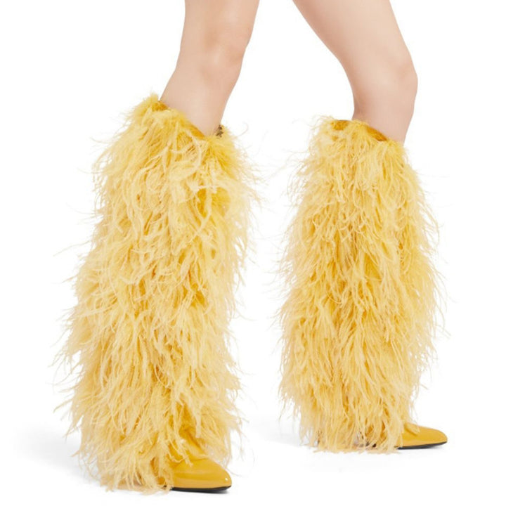 Femme Feder-detalje Over-knæ Stiletto Støvler Stilla