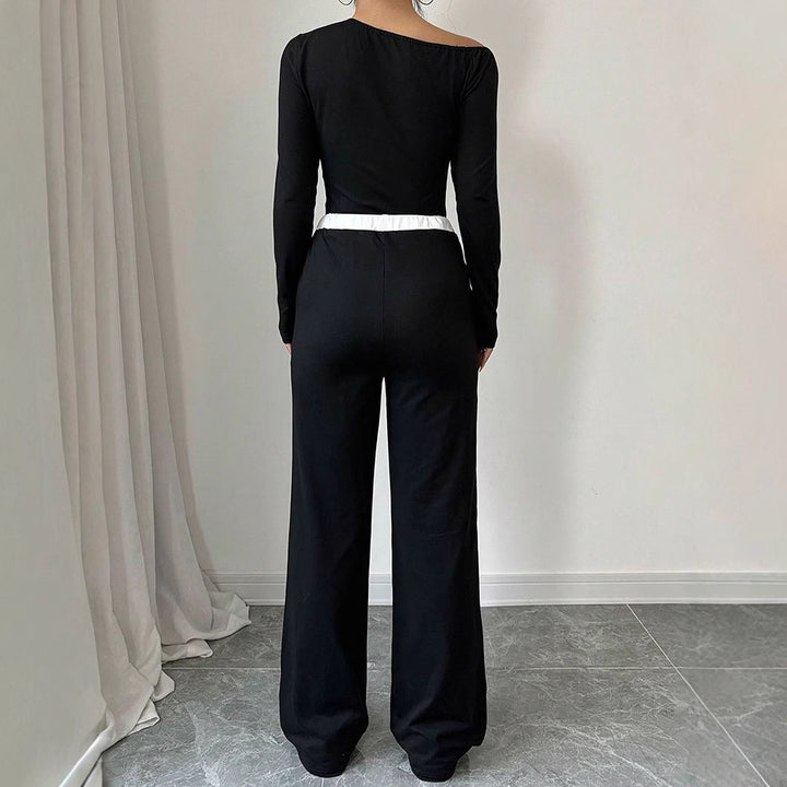 Damer Elegant jumpsuit med asymmetrisk overdel og bred ben Skovae
