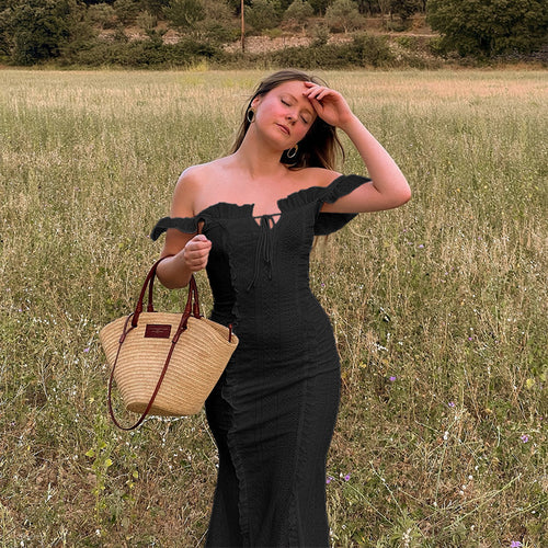 Dame Off-Shoulder Ruffle Bodycon Kjole Stilla