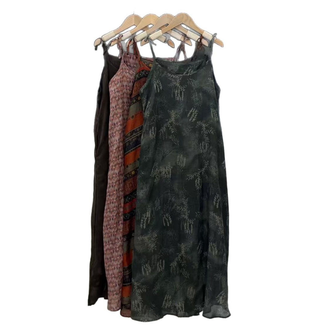 Femme Bohemisk Stil Maxi Kjole med justerbare stropper Stilla