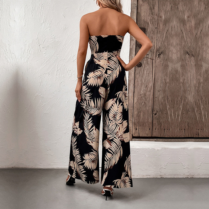 Dame strapless Maxi-jumpsuit med bindebælte-detalje Stilla