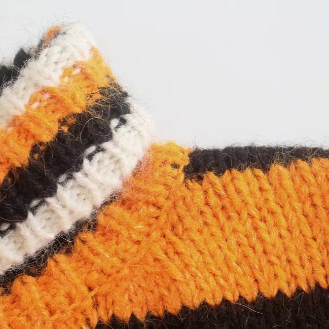 Femme Chunky Strikrullekravepullover med markante striber Stilla
