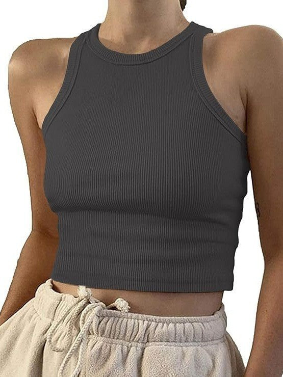 Damer sporty crop-top med elastisk ribdesign Skovae
