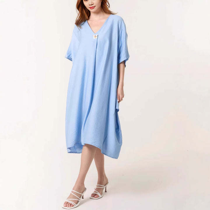 Dame Casual V-Hals Maxi Tunika Kjole Stilla